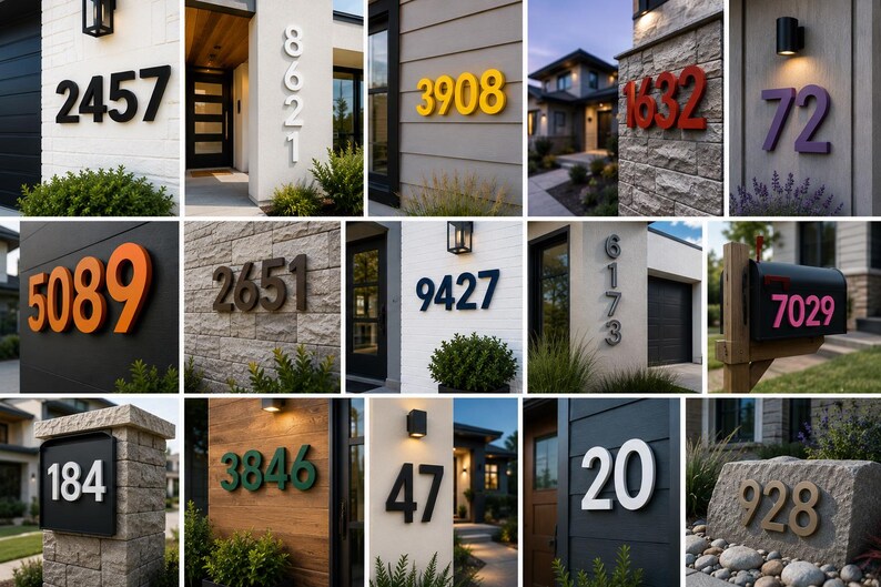 3D Printed House Numbers | Modern Address Sign, 1-8 Inch Sizes ...