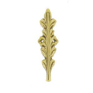 Set of 2 pcs  - 96 mm Handcrafted Brass Skiffers / Corner Protector for Baseboards & Post - Tall Oakleaf / Polished Brass