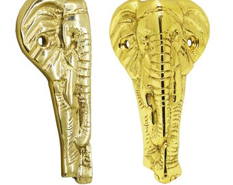73 mm Solid Brass Skiffers / Decorative Corner Protector for Baseboard Corners - Elephant / Polished Brass