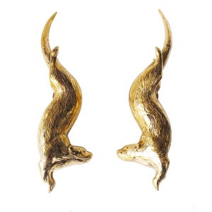 29 cm Handcrafted Solid Brass Large Door Pull - Otter / Polished Brass