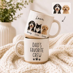 Custom Pet Photo Dad's Favorite Crew Pottery Mug, Personalized Dog Cat Dad Gift For Father's Day, Pet Lover Mug From Pets