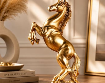 Rearing Horse Statue, Resin Horse Figurine, Elegant Home Office Decor Accent Gift