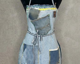 Upcycled Levis Denim Accessoire Schürze handgefertigt für Macher und Künstler