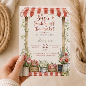 Freshly Off the Market Bridal Shower Invitation | Farmers Market Bridal Shower Invite | Watercolor Floral Editable Template