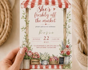 Freshly Off the Market Bridal Shower Invitation | Farmers Market Bridal Shower Invite | Watercolor Floral Editable Template