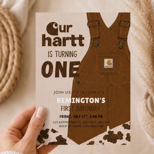 Our Hartt Is Turning One Invitation Boy | Any Age Editable Birthday Invitation | Canva Template | Photo Invite | Digital Download