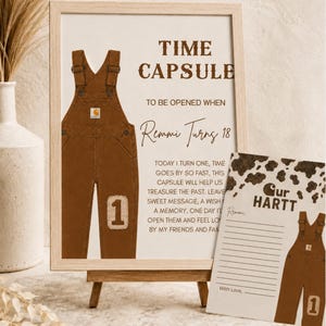 Boy Carhartt Inspired First Birthday Time Capsule | Brown Birthday Card Template | Printable Keepsake | Instant Download PDF