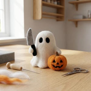 Kit de fieltro de aguja de fantasmas de Halloween | Materiales de lana + kit de herramientas, manualidades DIY, pasatiempo para aliviar el estrés, regalo para artesanos, regalo de Halloween