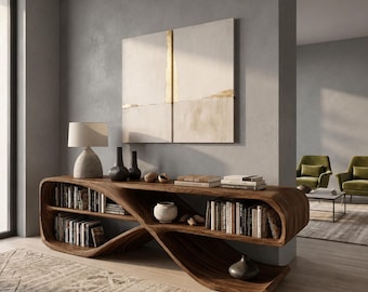 Organic Teak Wood Console Table – Sculptural Entryway & Living Room Furniture