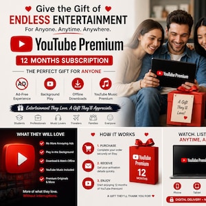 YouTube Premium 12 Months | Premium Membership Activation Service | Digital Delivery