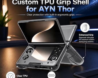 Custodia AYN Thor in TPU con impugnatura 2.0 / Cover protettiva ergonomica trasparente migliorata per AYN Thor / Guscio antiscivolo per console da gioco portatile