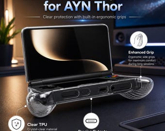 AYN Thor Clear TPU Grip Case | Protective Ergonomic Shell Grip for AYN Thor