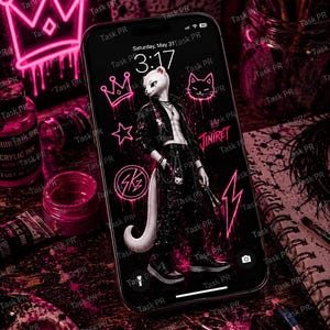 Jiniret Neon Phone Wallpaper | AMOLED Lock Screen | Digital Download