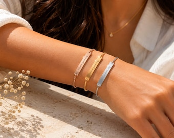 Adjustable Flat Bar Bracelet (Engraving)