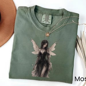 Moody Fairycore Comfort Colors Shirt, Dark Fantasy Faerie Tee, Grunge Aesthetic Fairy Apparel, Alternative Vintage Unisex Top