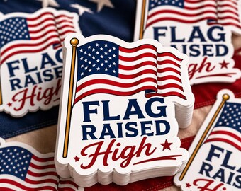 100PCS Flag Raised High American Flag Sticker Patriotic USA Decal Independence Day Vinyl Waterproof Laptop Car Cup