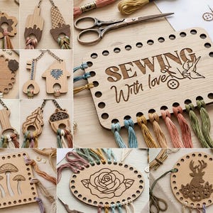 Embroidery Floss Organizer Laser Cut Files | 10 Thread Keeper Bobbin Designs Glowforge xTool | Cross Stitch Sewing Gift | Digital SVG