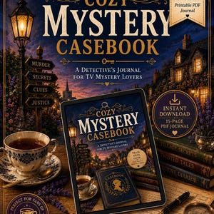 Cozy Mystery Casebook Journal | Track Shows, Suspects & Clues | Cozy TV Companion Printable PDF image 1