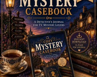 Cozy Mystery Casebook Journal | Spåra program, misstänkta och ledtrådar | Cozy TV Companion utskrivbar PDF