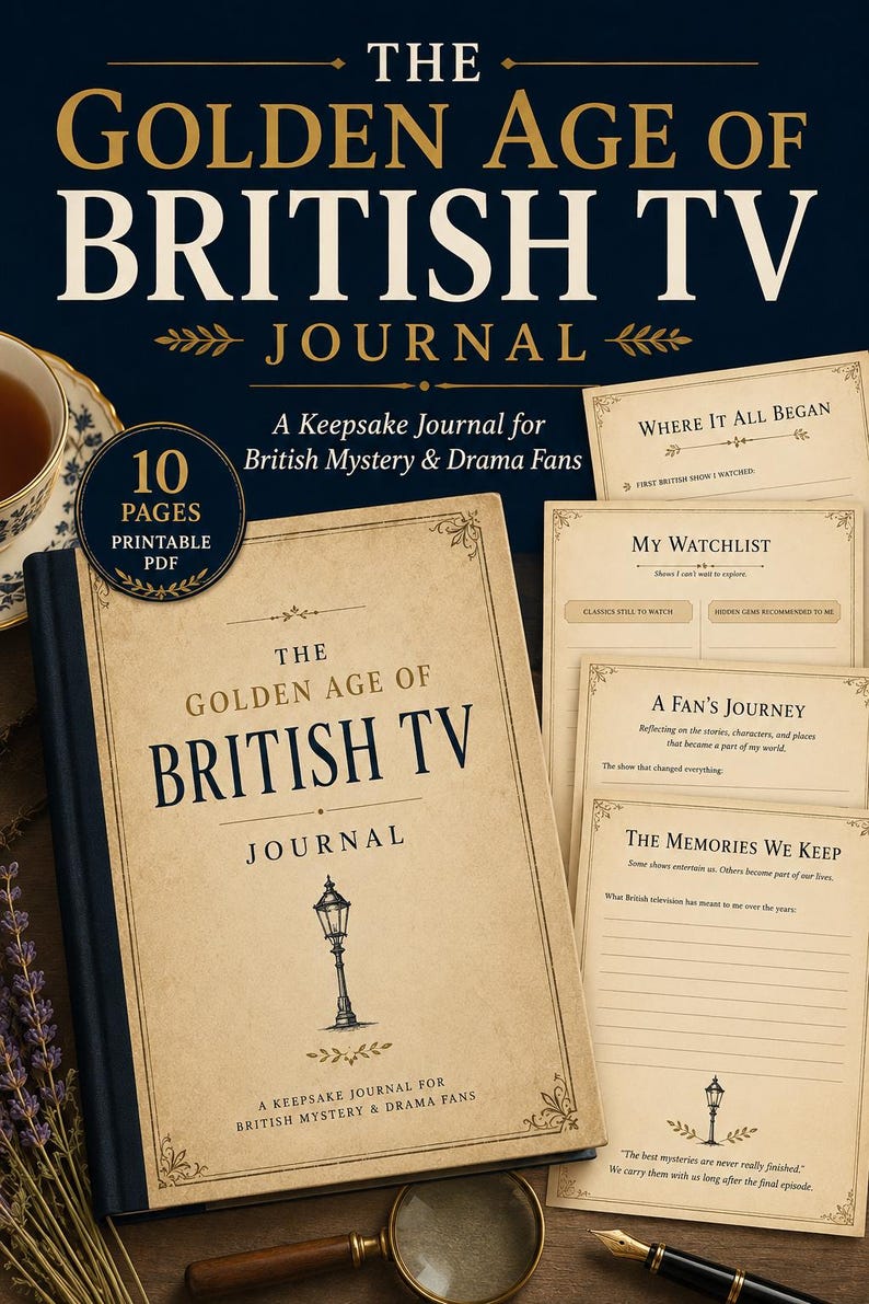 Brittisk TV-journal från den gyllene tidsåldern | Minnessak för fans av mysteriedrama (utskrivbar PDF) bild 1