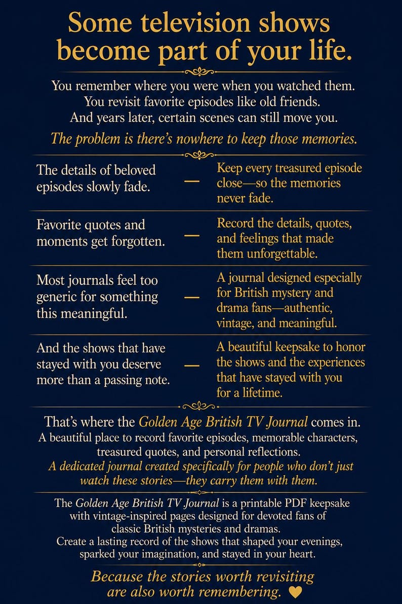 Brittisk TV-journal från den gyllene tidsåldern | Minnessak för fans av mysteriedrama (utskrivbar PDF) bild 2