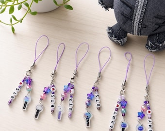 BTS Phone Charm: ARMY Bag Accessory, Kpop Fan Gift, Borahae Purple, Arirang Red
