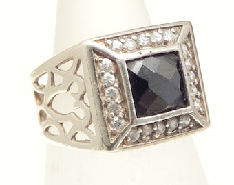 Ring mit schwarzen Onyx Sterlingsilber Gemset Silberring mit schwarzem Onyx Größe 7 925 Sterling Silber set