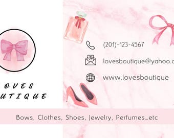 Loves Boutique Business Card: Bows, Clothes, Shoes, Jewelry, Perfumes