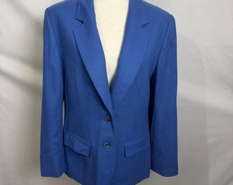 Vintage Pendleton 100% Virgin Wool Royal Blue Blazer Two-Button Suit Jacket Sz 12