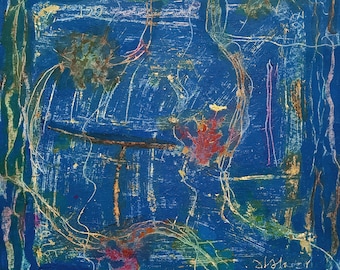 Air paths. Abstract painting on thin cardboard.