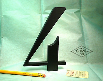 Number 4 - Typographic Wooden Letter - Black