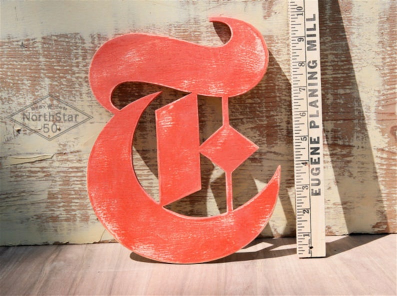 LARGE Rustic 'old English' Letter 'T' - Painted Wood - Etsy