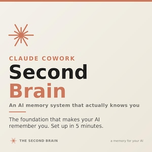 Claude Cowork zweites Gehirn | AI Memory System für Anfänger (Instant Download)