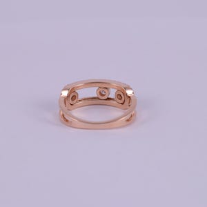 Rose Gold Open Frame Diamond Ring | Geometric Pavé, Floating Bezel Set Band image 3