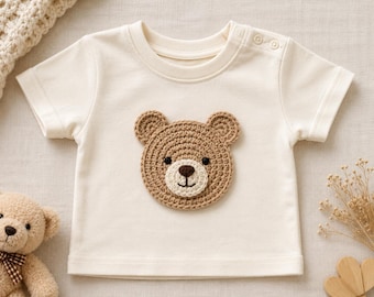 Modello per maglietta da neonato all'uncinetto con orsetto / Regalo per bambini piccoli / Modello orsetto amigurumi (PDF)
