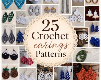 PAQUETE DE PATRONES DE CROCHET x 25 en 1 Patrón de pendientes x Regalo, pendientes de encaje y colgantes x Patrón en PDF