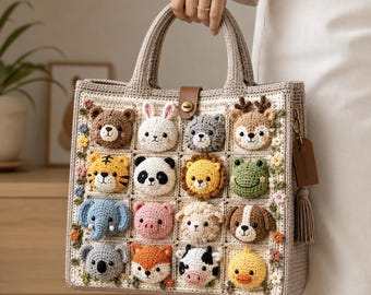 Molde de Crochê para Bolsa de Animais Fofos em PDF | Bolsa de Urso, Coelho, Panda e Sapo | Download Instantâneo