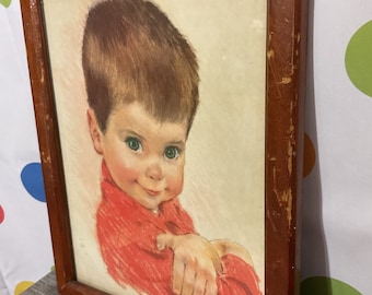 Cadre en verre imprimé Sweet Little Boy vintage