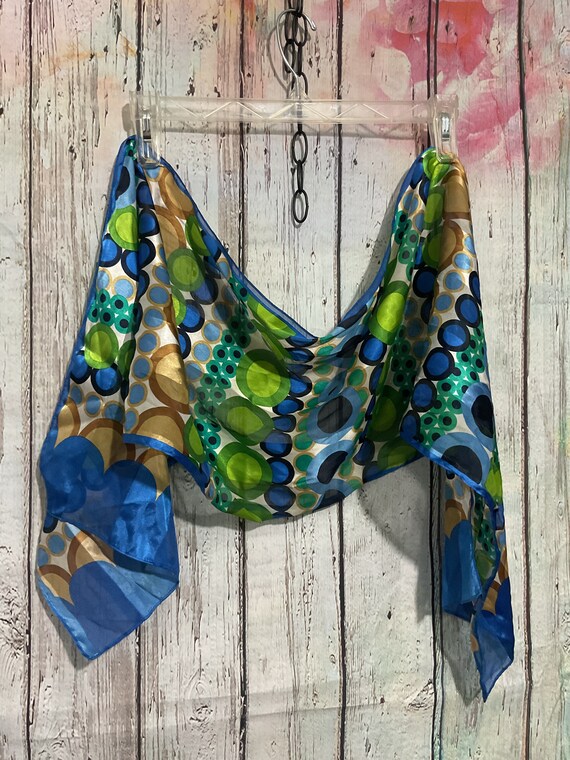 Vintage Geometric Pattern Scarf Polyester 1980’s - image 3