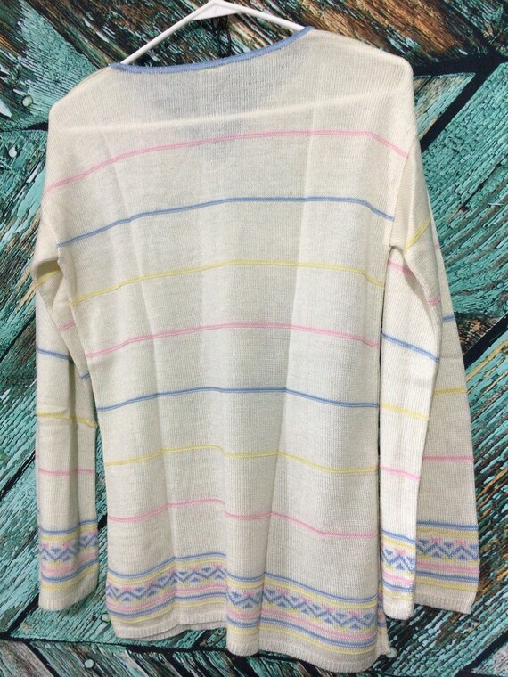 Vintage 70’s Sweater Fine Knit Scoop Neck Multi C… - image 6
