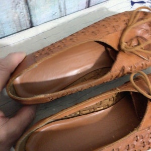 Leather Collection Woven Leather Flats Size 8.5 Tan Brown image 5