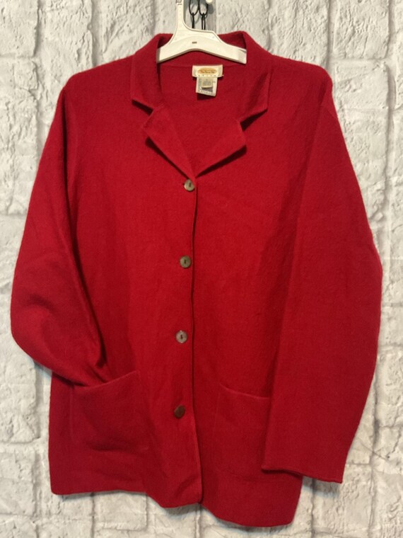 Vintage 90’s Talbots Colorful Fish Cardigan Knit Sweater Size Small Petite