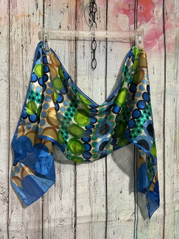 Vintage Geometric Pattern Scarf Polyester 1980’s - image 7
