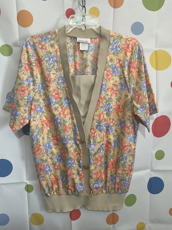 Vintage Lauren Lee 80’s Blouse Size 14 Floral Cott