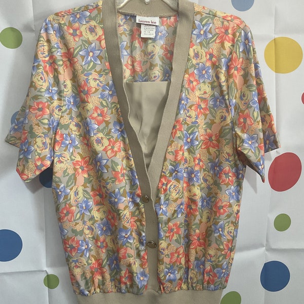 Vintage Lauren Lee 80’s Blouse Size 14 Floral Cottage Core