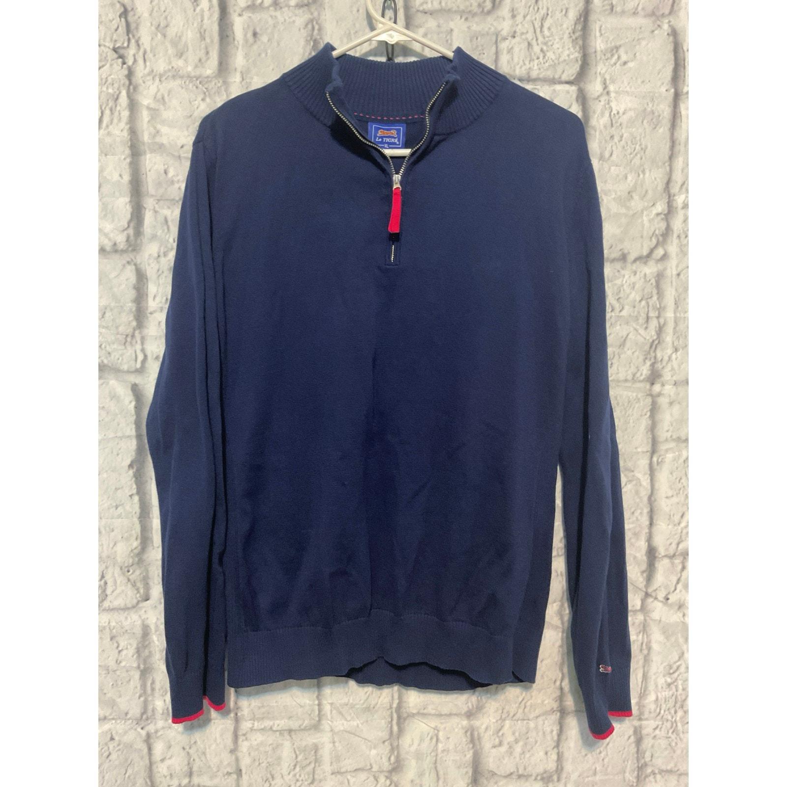*p(R)ojectR® sweater Vintage 90's Le Tigre 1/4 Zip Sweater Navy XL - Etsy