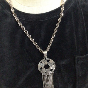 Vintage Sarah Coventry 26” Necklace Statement Silver Fringe