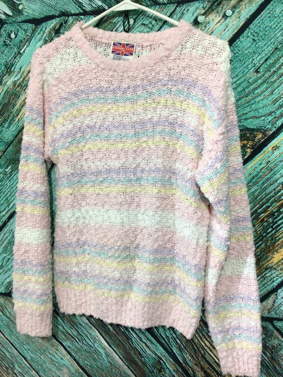 Vintage CHERRY STIX Sweater 80’s Preppy Pastels Si