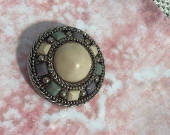 Vintage Retro Brosche Anstecknadel Beiges Blues