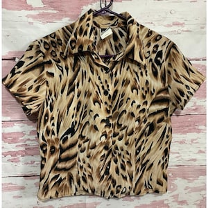 Vintage 80’s Judy Knapp Leopard Blouse Small